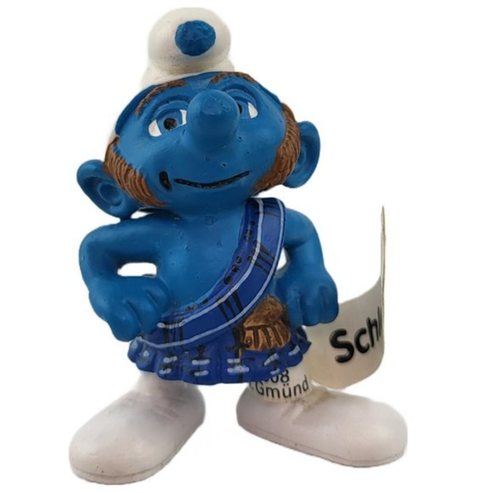 Smurfs Gutsy Smurf Scottish Kilt Figure Schleich Peyo 2010 Made in‎ Germany New